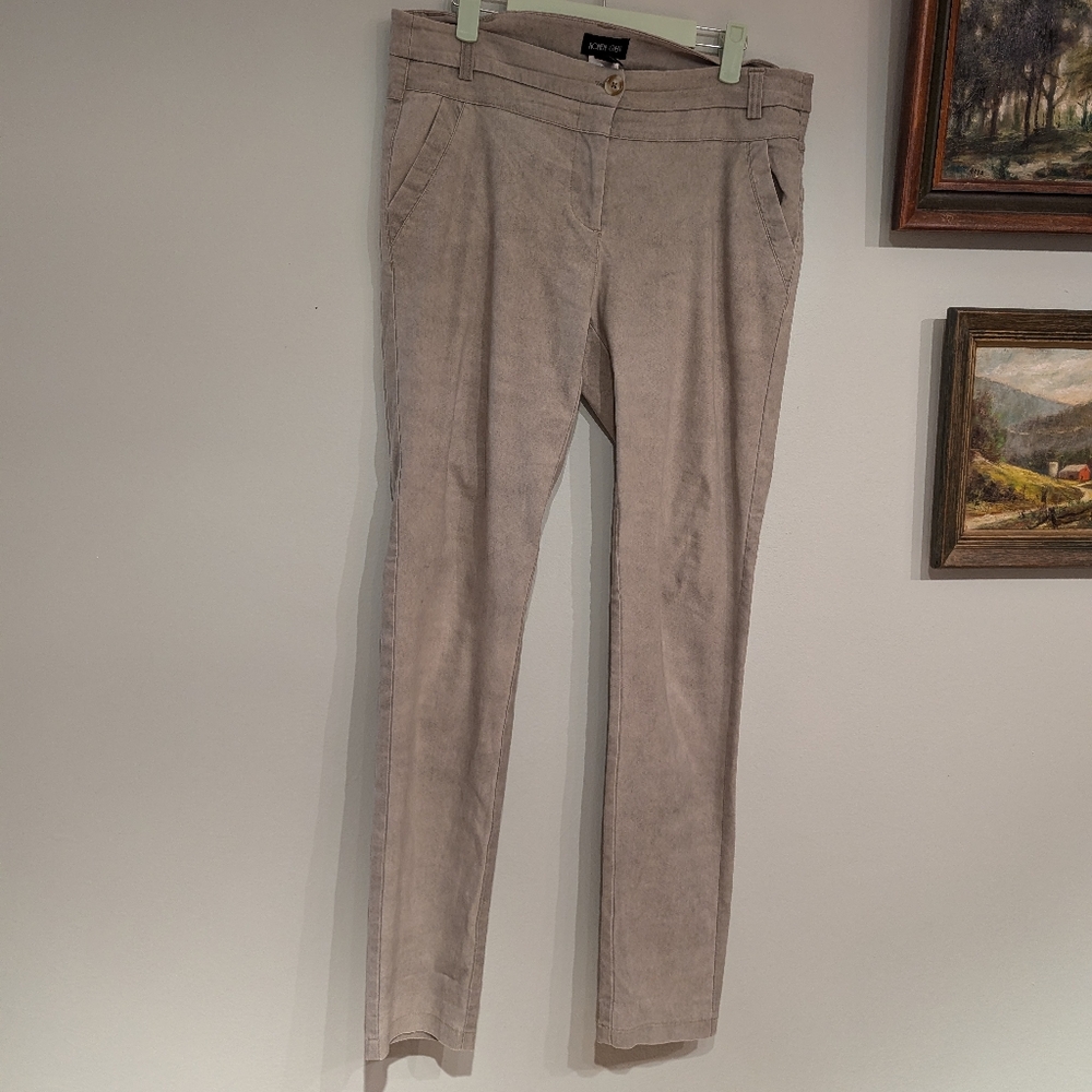 Ronen Chen (2) Women's US 8 Gray Beige Dressy Pants Stretch Dusted Patterned 199